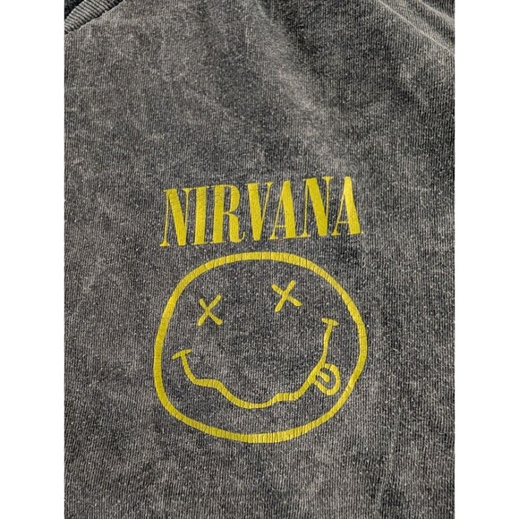 Nirvana T Shirt Large Stonewashed Gray Smile face Repro - Picture 5 of 6
